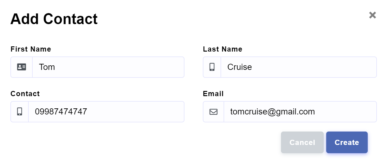 Income > Customer > Add Customer Contact