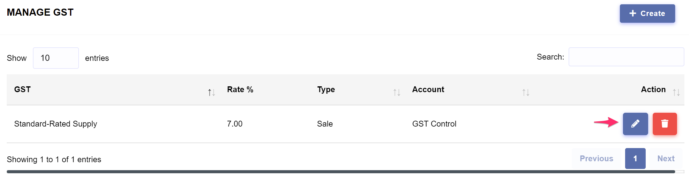 Setup > GST > Update or Delete GST